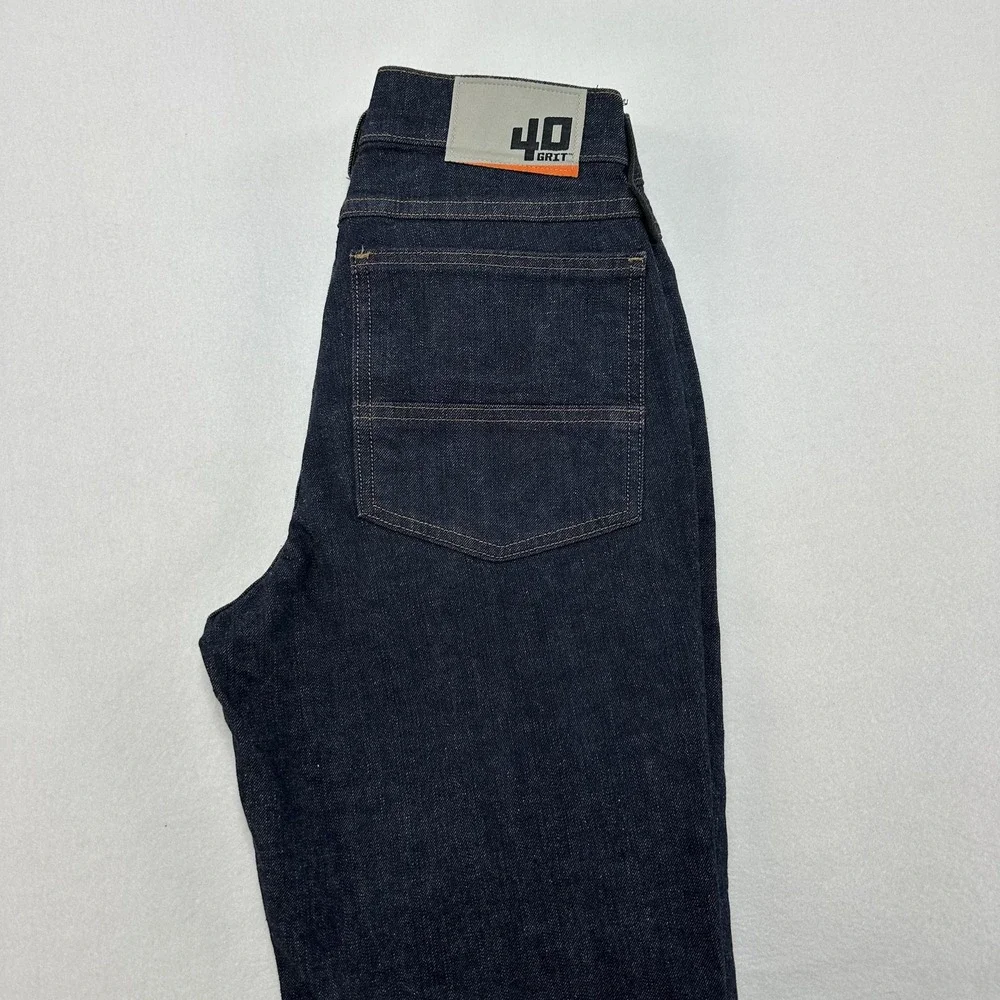 40 Grit Jeans Mens 28x32 Blue Standard Fit Straight Dark Wash Stretch Denim Work